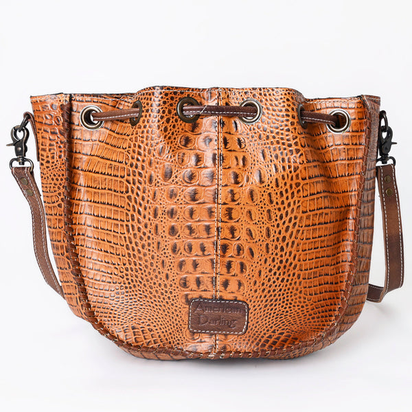 ADBG975 American Darling Crocodile Embossed Western Leather Bucket Bag