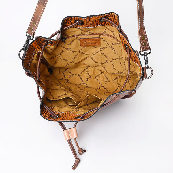 ADBG975 American Darling Crocodile Embossed Western Leather Bucket Bag