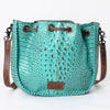ADBG975 American Darling Crocodile Embossed Western Leather Bucket Bag