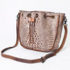 ADBG975 American Darling Crocodile Embossed Western Leather Bucket Bag