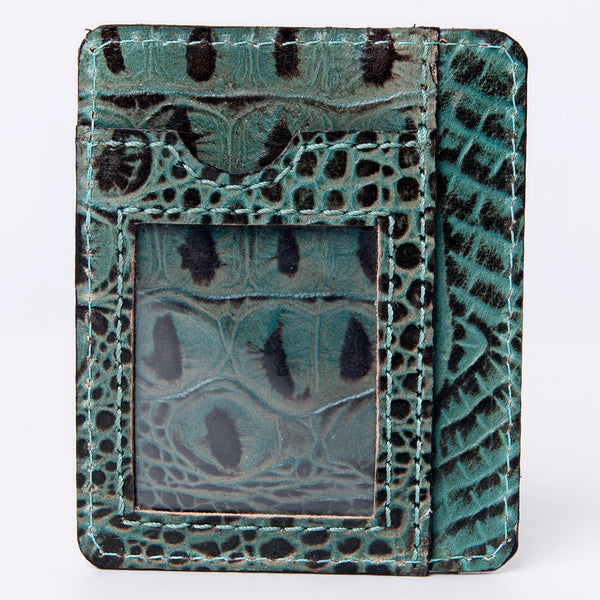 ADBG976 American Darling Crocodile Embossed Western Leather Card-Holder