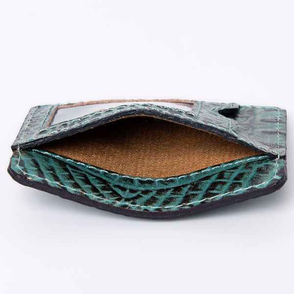 ADBG976 American Darling Crocodile Embossed Western Leather Card-Holder