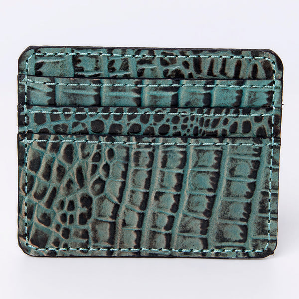ADBG976 American Darling Crocodile Embossed Western Leather Card-Holder