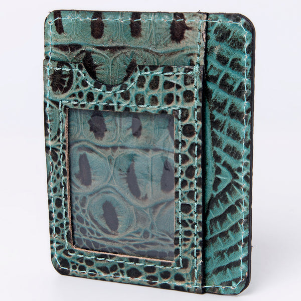 ADBG976 American Darling Crocodile Embossed Western Leather Card-Holder