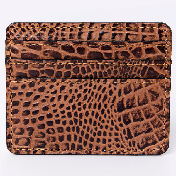 ADBG976 American Darling Crocodile Embossed Western Leather Card-Holder