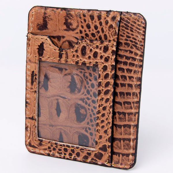 ADBG976 American Darling Crocodile Embossed Western Leather Card-Holder