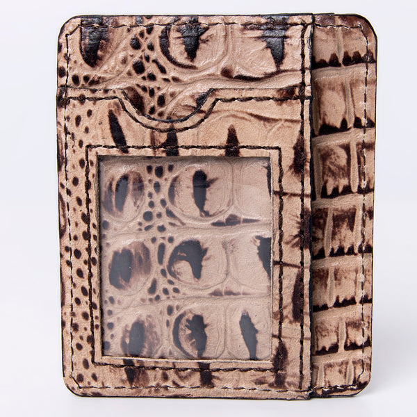 ADBG976 American Darling Crocodile Embossed Western Leather Card-Holder