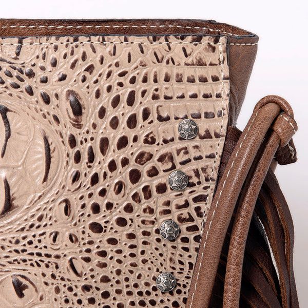ADBG977 American Darling Fringed Western Leather Tote Bag - Crocodile Embossed