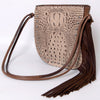 ADBG977 American Darling Fringed Western Leather Tote Bag - Crocodile Embossed