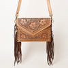 ADBGF105 American Darling Western Leather Envelope - Hand Tooled Floral Carved Purse with Fringes