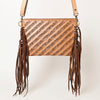 ADBGF105 American Darling Western Leather Envelope - Hand Tooled Floral Carved Purse with Fringes