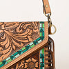 ADBGF105 American Darling Western Leather Envelope - Hand Tooled Floral Carved Purse with Fringes