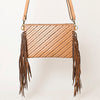 ADBGF105 American Darling Western Leather Envelope - Hand Tooled Floral Carved Purse with Fringes