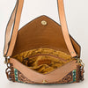 ADBGF105 American Darling Western Leather Envelope - Hand Tooled Floral Carved Purse with Fringes
