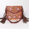 ADBGF105 American Darling Western Leather Envelope - Hand Tooled Floral Carved Purse with Fringes