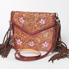 ADBGF105 American Darling Western Leather Envelope - Hand Tooled Floral Carved Purse with Fringes