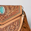ADBGF105 American Darling Western Leather Envelope - Hand Tooled Floral Carved Purse with Fringes