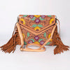ADBGF105 American Darling Western Leather Envelope - Hand Tooled Floral Carved Purse with Fringes