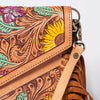 ADBGF105 American Darling Western Leather Envelope - Hand Tooled Floral Carved Purse with Fringes
