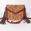 ADBGF105 American Darling Western Leather Envelope - Hand Tooled Floral Carved Purse with Fringes