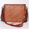 ADBGF105 American Darling Western Leather Envelope - Hand Tooled Floral Carved Purse with Fringes