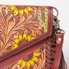 ADBGF105 American Darling Western Leather Envelope - Hand Tooled Floral Carved Purse with Fringes