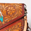 ADBGF105 American Darling Western Leather Envelope - Hand Tooled Floral Carved Purse with Fringes