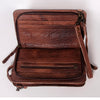 ADBG808 American Darling Hand Tooled Leather Cross body Bag with Woven Saddle Blanket