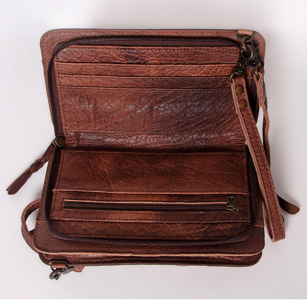 ADBG808 American Darling Hand Tooled Leather Cross body Bag with Woven Saddle Blanket