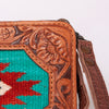 ADBG808 American Darling Hand Tooled Leather Cross body Bag with Woven Saddle Blanket