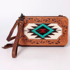 ADBG808 American Darling Hand Tooled Leather Cross body Bag with Woven Saddle Blanket