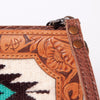ADBG808 American Darling Hand Tooled Leather Cross body Bag with Woven Saddle Blanket
