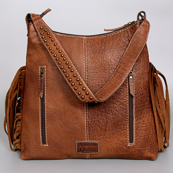 ADBG980B American Darling Hand Tooled Western Leather Shoulder Bag with Fringes