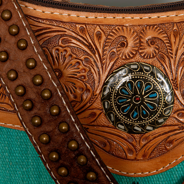 ADBG980B American Darling Hand Tooled Western Leather Shoulder Bag with Fringes