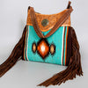 ADBG980B American Darling Hand Tooled Western Leather Shoulder Bag with Fringes