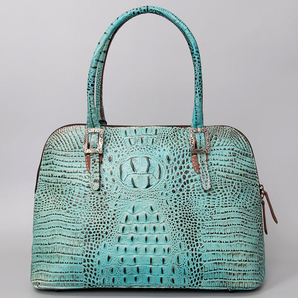 ADBG986 Croc Embossed Leather Western Tote Bag Structured Handbag by American Darling