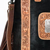 ADBG993 American Darling Hand Tooled Floral Leather Tote Bag with Hair-On Cowhide and Fringes