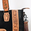 ADBG993 American Darling Hand Tooled Floral Leather Tote Bag with Hair-On Cowhide and Fringes