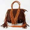 ADBGD146 American Darling Western Leather Tote Bag - Basket Weave Fringed Handcrafted Purse