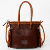 ADBGD146 American Darling Western Leather Tote Bag - Basket Weave Fringed Handcrafted Purse