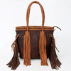 ADBGD147 American Darling Western Leather Tote Bag - Handcrafted Fringed Tassel Purse
