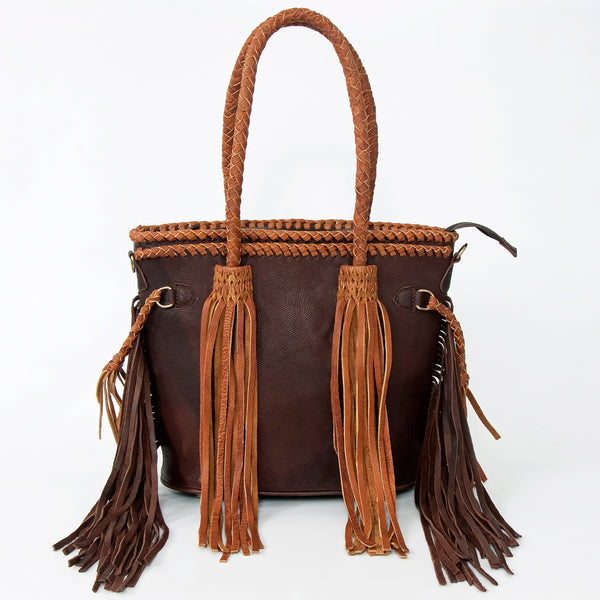ADBGD147 American Darling Western Leather Tote Bag - Handcrafted Fringed Tassel Purse