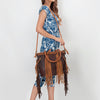 ADBGD147 American Darling Western Leather Tote Bag - Handcrafted Fringed Tassel Purse