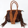 ADBGD147 American Darling Western Leather Tote Bag - Handcrafted Fringed Tassel Purse