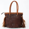 ADBGD147 American Darling Western Leather Tote Bag - Handcrafted Fringed Tassel Purse