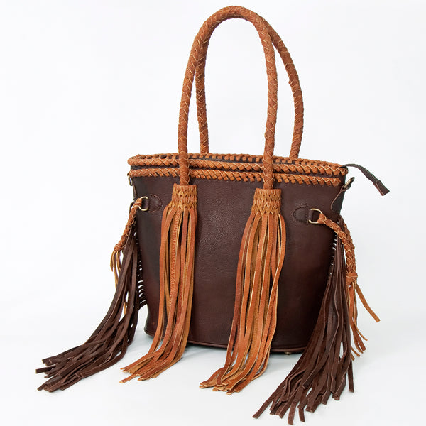 ADBGD147 American Darling Western Leather Tote Bag - Handcrafted Fringed Tassel Purse