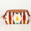 ADBG995 American Darling Hand Tooled Floral Leather Toiletry Bag with Hand-Woven Saddle Blanket
