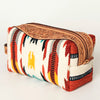 ADBG995 American Darling Hand Tooled Floral Leather Toiletry Bag with Hand-Woven Saddle Blanket