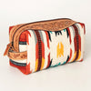 ADBG995 American Darling Hand Tooled Floral Leather Toiletry Bag with Hand-Woven Saddle Blanket