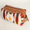 ADBG995 American Darling Hand Tooled Floral Leather Toiletry Bag with Hand-Woven Saddle Blanket
